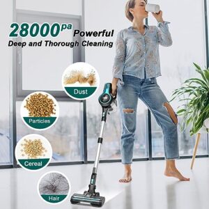 INSE 28Kpa Cordless Vacuum Cleaner, 300W Powerful Stick Vacuum, 8-in-1 Rechargeable Vacuum, 2500m-Ah Battery, 45min Runtime, 1.2L Dustbin, Lightweight Cordless Vacuum for Pet Hair Hard Floor Carpet