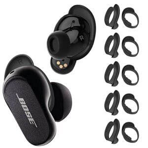 [5 pairs] ear tips covers for bose quietcomfort earbuds ii, wofro anti slip silicone sport wingtip anti scratches accessories compatiable with new bose qc earbuds 2 (5-black)