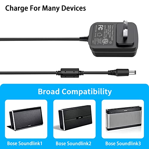 for Bose Soundlink Speaker Charger Cord, 17V Power Adapter Compatible with Bose Soundlink I II III 1 2 3 Bluetooth Speaker.