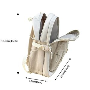 PRAGARI Kids Backpack for School Cute Aesthetic Beige Backpack Girls Student Bookbag Women Travel Lightweight Book Bag