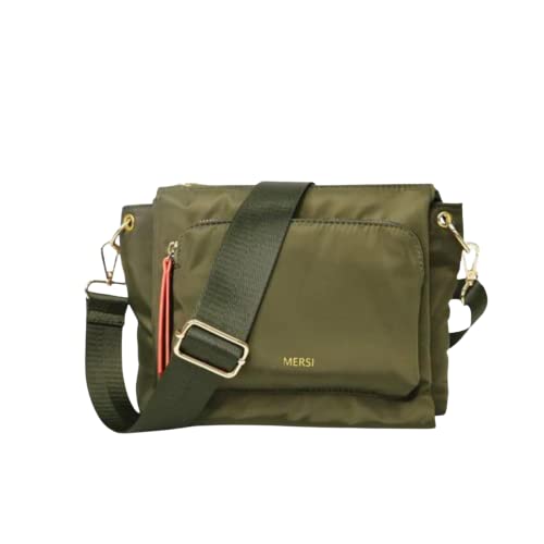 MERSI Erin Crossbody Purse, a Stylish Lightweight Nylon Crossbody Bag, Water-Resistant Everyday Purse or Travel Companion Perfectly Designed for Women on the Go - Olive