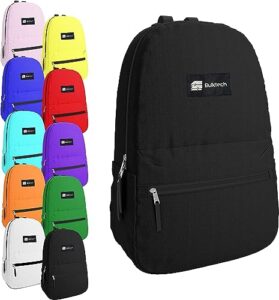 bulktech 10 pack classic backpacks in assorted 10 colors - wholesale bulk bookbags for kids, ideal for schools, charities, and organizations seeking durable and reliable backpacks