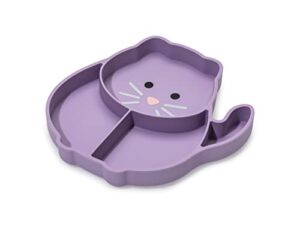 melii divided silicone suction plate - 100% silicone, for baby + toddlers – bpa free, dishwasher & microwave safe (cat)