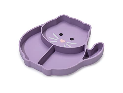 melii Divided Silicone Suction Plate - 100% Silicone, for Baby + Toddlers – BPA Free, Dishwasher & Microwave Safe (Cat)