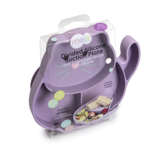 melii Divided Silicone Suction Plate - 100% Silicone, for Baby + Toddlers – BPA Free, Dishwasher & Microwave Safe (Cat)