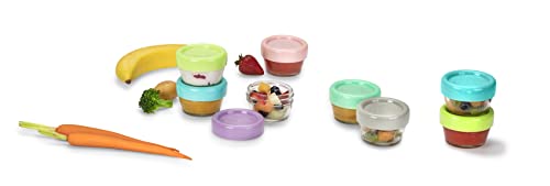 melii Glass Baby Food Freezer Jars, Snack Container with Lids, BPA Free, Microwave & Dishwasher Safe (2oz - 12 Piece Set)