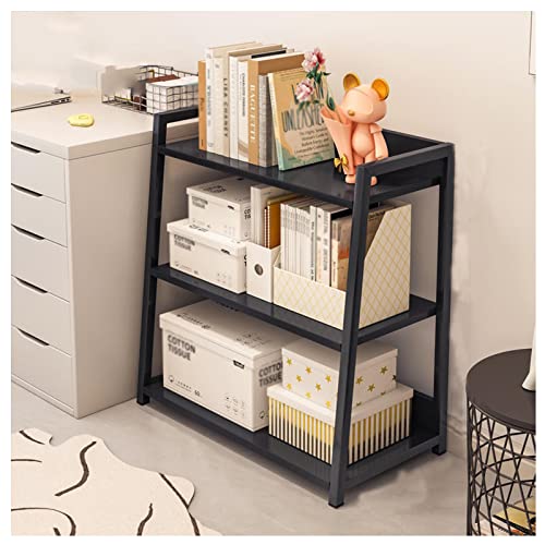 BINGDONGA Open Book Shelf Trapezoidal Structure Stable and Load-Bearing Steel and Wood Combination Even Force Reasonable Spacing Three-Dimensional Book Shelf Suitable for Living Room Bedroom