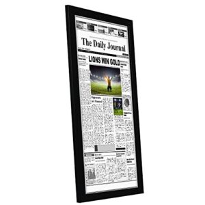 AmericanflatAmericanflat 11x22 Newspaper Frame In Black & 11x14 Black Picture Frame - Displays 8x10 With Mat or 11x14 Without Mat - Composite Wood with Shatter Resistant Glass
