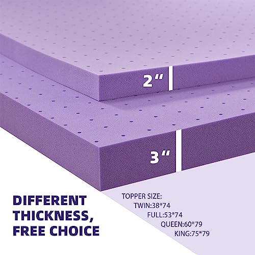 SINWEEK 2 Inch Gel Memory Foam Mattress Topper Queen Size, Ventilated High Density Pad for Back Pain, Bed Topper with Removable Soft Cover, CertiPUR-US Certified