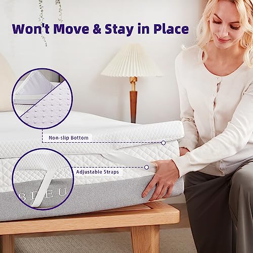 SINWEEK 2 Inch Gel Memory Foam Mattress Topper Queen Size, Ventilated High Density Pad for Back Pain, Bed Topper with Removable Soft Cover, CertiPUR-US Certified