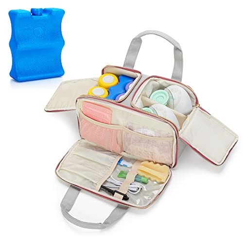 Damero Wearable Breast Pump Bag with Ice Pack and Cooler Compartment Compatible with Willow and Elvie Breast Pump, Tote Bag for Wearable Breast Pump, Pump Parts and Ice Pack, Patent Design