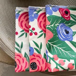 Earthly Co. Reusable Paper Towels - 10 Pack - Cloth Paper Towels Reusable Washable - Roll of Reusable Napkins Paperless Paper Towels - Absorbent + Long Lasting - Zero Waste Products - (Flowers)