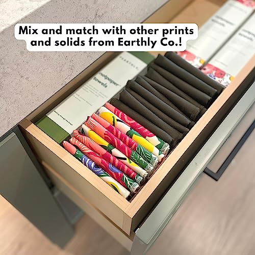 Earthly Co. Reusable Paper Towels - 10 Pack - Cloth Paper Towels Reusable Washable - Roll of Reusable Napkins Paperless Paper Towels - Absorbent + Long Lasting - Zero Waste Products - (Flowers)