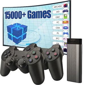 fordim retro game console, built in 15000+ classic games, 2 ergonomics controller, 4k hd output, plug and play game console, ideal gift for kids and adult
