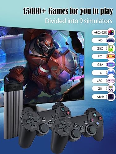 Fordim Retro Game Console, Built in 15000+ Classic Games, 2 Ergonomics Controller, 4K HD Output, Plug and Play Game Console, Ideal Gift for Kids and Adult