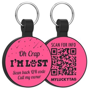 myluckytag qr code silicone pet id tag dog cat tag, online pet profile, pet location alert email, digital pet tag, quiet dog tag, durable pet id, dog collar tag, engraved pet tag
