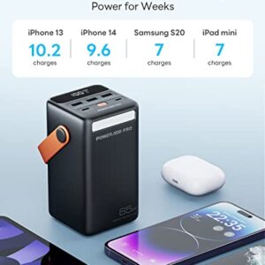 Power Bank, 50000mAh PD 65W USB C Portable Charger LED Display Fast Charging External Battery Pack Compatible with Laptop MacBook iPhone 14 13 12 Samsung S20 Google LG iPad Drone, etc. - Black