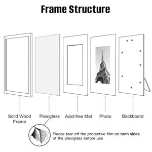 ENGLORY 8x10 Picture Frame Set of 2, Display 5x7 with Mat or 8x10 Without Mat, Photo Frames for Wall Mounting or Table Top Display, Wood