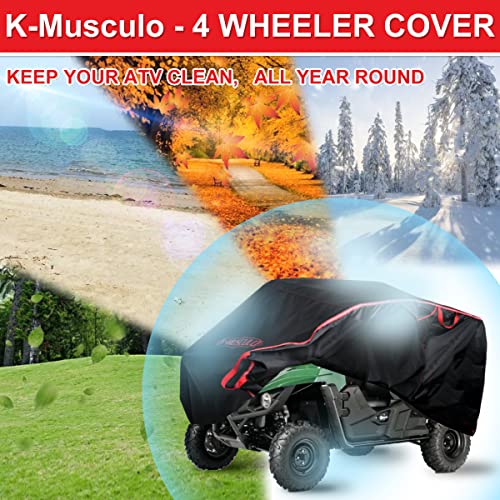 K-Musculo ATV Cover for 4 Wheelers - 76 Inch ATV Covers 420D Heavy Duty & Waterproof, Outdoor Four Wheeler Quad Cover All Weather Large for Polaris, Kawasaki, Arctic Cat, Honda, Yamaha and More