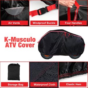 K-Musculo ATV Cover for 4 Wheelers - 76 Inch ATV Covers 420D Heavy Duty & Waterproof, Outdoor Four Wheeler Quad Cover All Weather Large for Polaris, Kawasaki, Arctic Cat, Honda, Yamaha and More