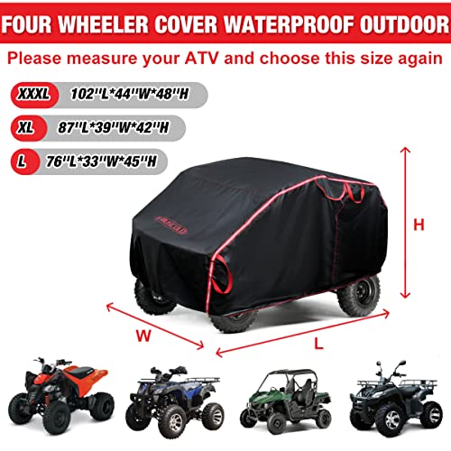 K-Musculo ATV Cover for 4 Wheelers - 76 Inch ATV Covers 420D Heavy Duty & Waterproof, Outdoor Four Wheeler Quad Cover All Weather Large for Polaris, Kawasaki, Arctic Cat, Honda, Yamaha and More