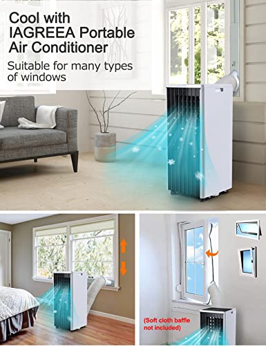 IAGREEA Portable Air Conditioners, 10,000 BTU Air Conditioner Portable For Room up to 400 Sq.Ft with Built-in Dehumidifier, Fan Mode, Sleep Mode, 24H Timer, Remote Control, Window Installation Kit & Remote Control