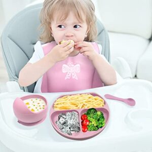 Miracle Baby 4pack Baby Plates And Bowls Sets, Silicon Baby Feeding Set, Suction Plates For Baby, Bowl Bib Spoons Baby Tableware Set, BPA Free Baby Essentials For 6-36 Months Toddler