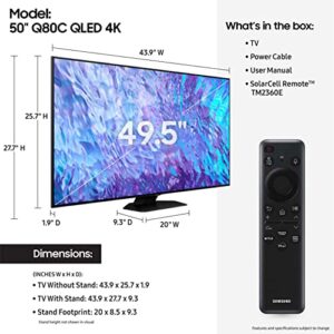 SAMSUNG 50-Inch Class QLED 4K Q80C Series Quantum HDR, Dolby Atmos Object Tracking Sound Lite, Direct Full Array, Q-Symphony 3.0, Gaming Hub, Smart TV with Alexa Built-in (QN50Q80C, 2023 Model)