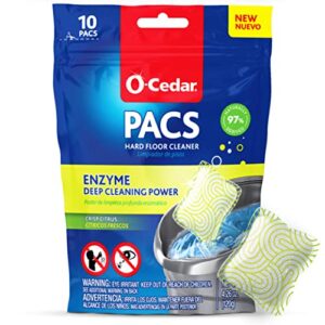 o-cedar pacs hard floor cleaner, crisp citrus scent 10ct (1-pack) | made with naturally-derived ingredients | safe to use on all hard floors | perfect for mop buckets