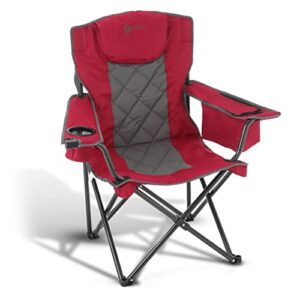 arrowhead outdoor portable folding camping quad chair w/ 6-can cooler, cup & wine glass holders, heavy-duty carrying bag, padded armrests, headrest & seat, supports up to 450lbs, usa-based support