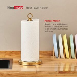 Kingmate Gold Paper Towel Holder Countertop, Free Standing Kitchen Roll Holder, Rust-Proof Base, Stainless Steel, One Hand Tearing (Gold)