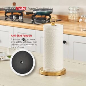 Kingmate Gold Paper Towel Holder Countertop, Free Standing Kitchen Roll Holder, Rust-Proof Base, Stainless Steel, One Hand Tearing (Gold)