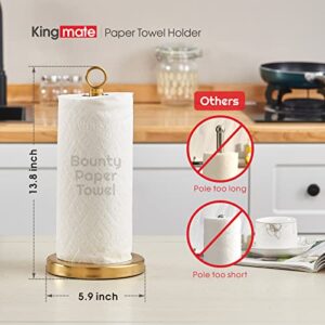 Kingmate Gold Paper Towel Holder Countertop, Free Standing Kitchen Roll Holder, Rust-Proof Base, Stainless Steel, One Hand Tearing (Gold)