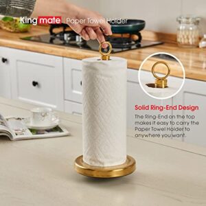 Kingmate Gold Paper Towel Holder Countertop, Free Standing Kitchen Roll Holder, Rust-Proof Base, Stainless Steel, One Hand Tearing (Gold)