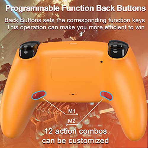 TOPAD Remote for PS4 Controller,Gamepad Joystick Controller for Playstation 4 Controller with Dual Vibration/Turbo/Back Paddles, Scuf Ymir Pa4 Wireless Mando for PS4 Console/Slim/PC/Steam/Pro,Orange