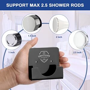 Acrylic Bath Shower Curtain Pole Holder for the Wall Universal No Screw Tension Rod Holder Curtain Rod Retainer 3M Adhesive Closet Rod Support Bracket 2 Piece Square Shower Rod Mount Holder White