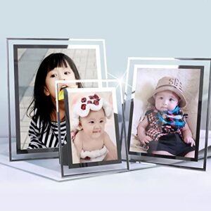 ABAJI 3.5x5 Glass Frame Small Photo High Transparency Vertical and Horizontal Style for Desk Shelf and Office Table Family Gallery and Wedding or Holiday Decoration