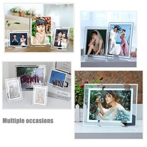 ABAJI 3.5x5 Glass Frame Small Photo High Transparency Vertical and Horizontal Style for Desk Shelf and Office Table Family Gallery and Wedding or Holiday Decoration