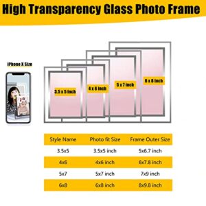 ABAJI 3.5x5 Glass Frame Small Photo High Transparency Vertical and Horizontal Style for Desk Shelf and Office Table Family Gallery and Wedding or Holiday Decoration