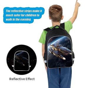 ZRENTAO Kids Backpack with Bald Eagle Design for Elementary School 17 Inch Lightweight Bookbag with Reflective Strips for Boys