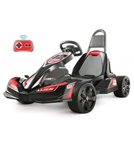 elemara electric go kart for kids, 12v 7ah 2wd battery powered ride on cars with remote control for boys girls,vehicle toy gift with 2 level adjustable seat,safety belt,usb port,horn