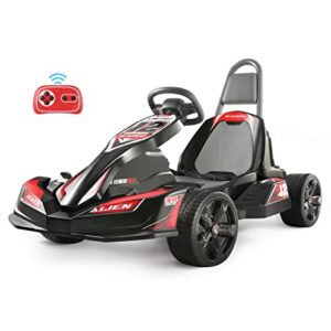 ELEMARA Electric Go Kart for Kids, 12V 7AH 2WD Battery Powered Ride On Cars with Remote Control for Boys Girls,Vehicle Toy Gift with 2 Level Adjustable Seat,Safety Belt,USB Port,Horn