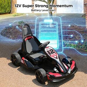 ELEMARA Electric Go Kart for Kids, 12V 7AH 2WD Battery Powered Ride On Cars with Remote Control for Boys Girls,Vehicle Toy Gift with 2 Level Adjustable Seat,Safety Belt,USB Port,Horn