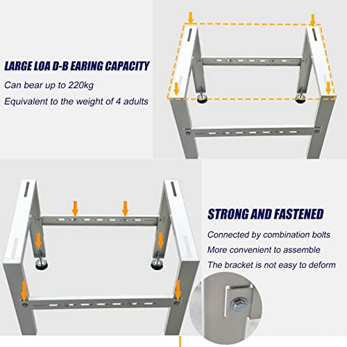 Mini-Split Air Conditioner Bracket Floor Stand, Ground Mounting Bracket for Outdoor Ductless Mini Split Air Conditioner, Galvanized Steel Condenser Bracket Heat Pump Base, Universal Design