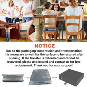 Toddler Booster Seat for Dining Table, VUEJIC Kids Waterproof Booster Seat, Double Safer Adjustable Straps&Non-Slip Bottom, Portable Travel Chair Cushion (Dark Grey)