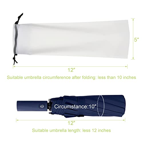 Cosmos 6 Pcs Umbrella Bags Wet Umbrella Cases Translucent Folding Umbrella Storage Bag Waterproof Travel Umbrellas Sleeves Reusable Umbrella Carry Bag with Drawstring for Home Outdoor