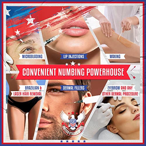 United States of Ink Premium Tattoo Numbing Cream - Topical Anesthetic 4% Lidocaine Cream - Pain Relief Skin Numbing Cream for Tattoos, Microneedling, Waxing - Maximum Strength Formula - 1 oz(30 mL)