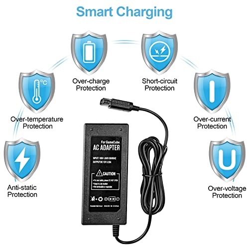 Gamecube Power Cord, Gamecube Power Supply, Gamecube AV Cable & AC Power Adapter Set, Compatible with Nintendo Gamecube NGC System (with av cable)