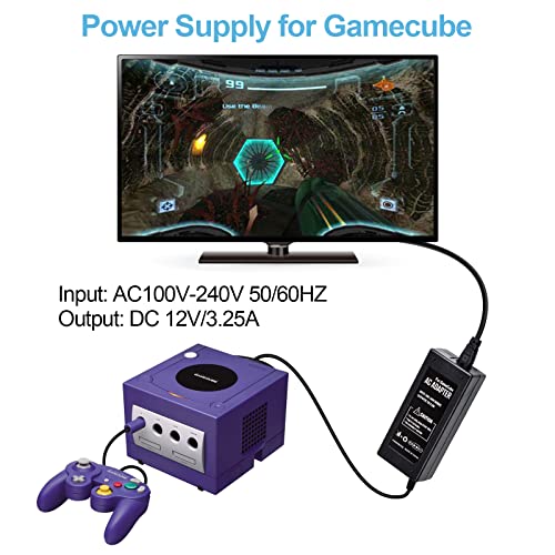 Gamecube Power Cord, Gamecube Power Supply, Gamecube AV Cable & AC Power Adapter Set, Compatible with Nintendo Gamecube NGC System (with av cable)