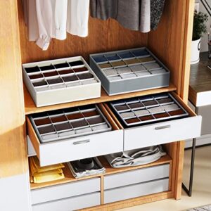 homsorout Sock Organizer for Drawer, Large Underwear Drawer Organizer with 64-Cell, Foldable Dresser Drawer Organizers Clothes, Closet Organizers for Socks, Belts, Panties, Ties, 4 Pack, Blended